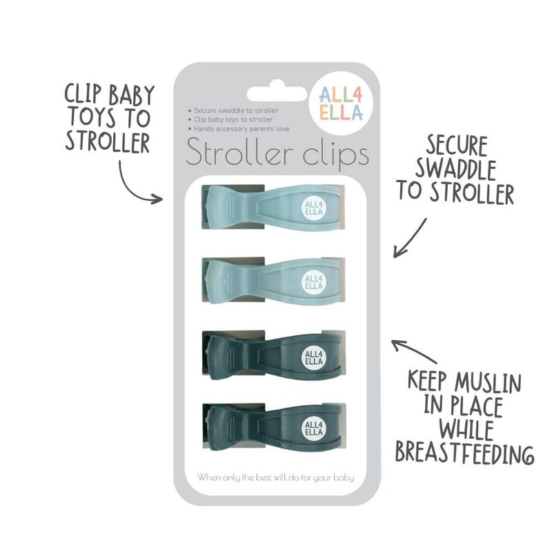 All4Ella Baby Blanket Stroller Clips (4 Pack) | Hooks Muslin to Stroller | Australian Baby Product | Infant/Toddler | Charcoal/Sage - Image 2